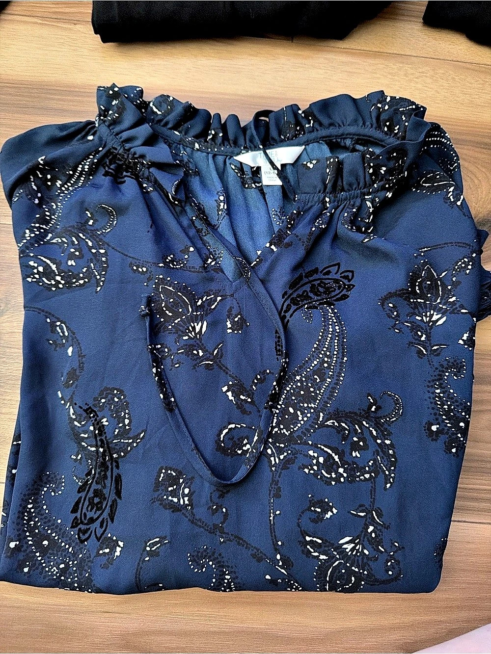 Time and Tru Paisley Blouse in Blue & White Size 12-14 NWT